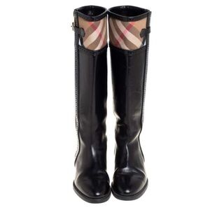 Burberry Black Leather Knee-High Boots